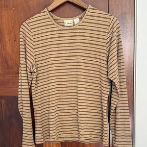 L.L. Bean Tan and Black Striped Top